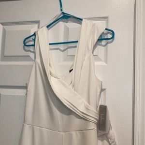White off the shoulder jumpsuit